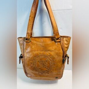 Vintage Sak Huntley Hobo Tore Bag Brown Dloral Laser-Cut Leather Bag